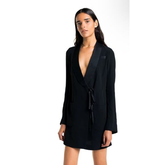 A.L.C. Black Blazer Tie Side Mini Dress Size 10 - Picture 1 of 8